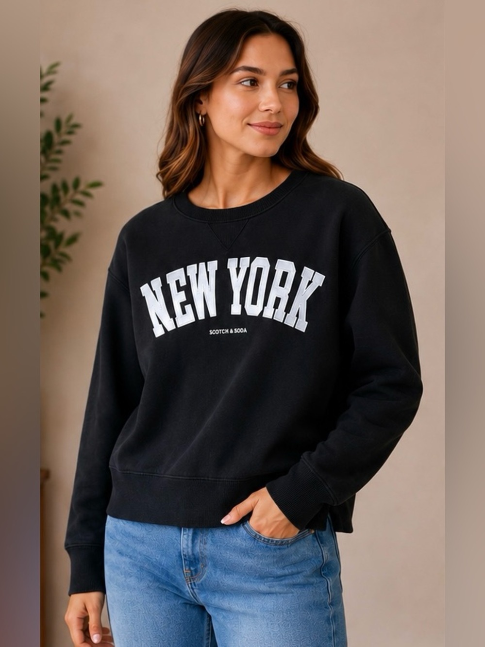 Scotch & Soda Amsterdam New York Sweatshirt Women’s XS Black Crewneck